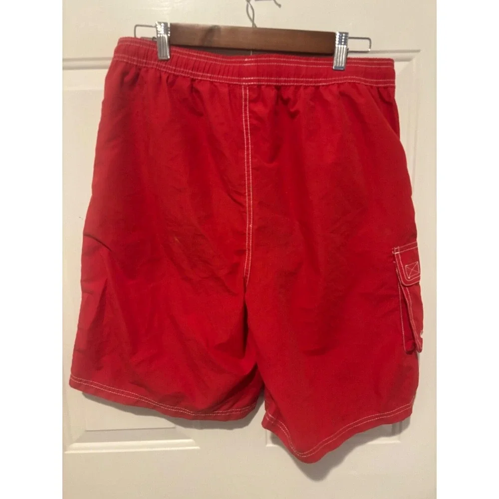 Lifeguard Swim Trunks Red White Men's Size Medium‎ Bathing Suit Summer